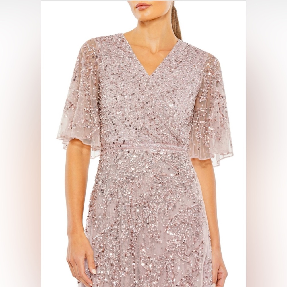 Sequined butterfly sleeve high low gown - Picture 3 of 3
